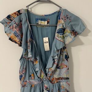 Anthropologie Blue Floral Dress